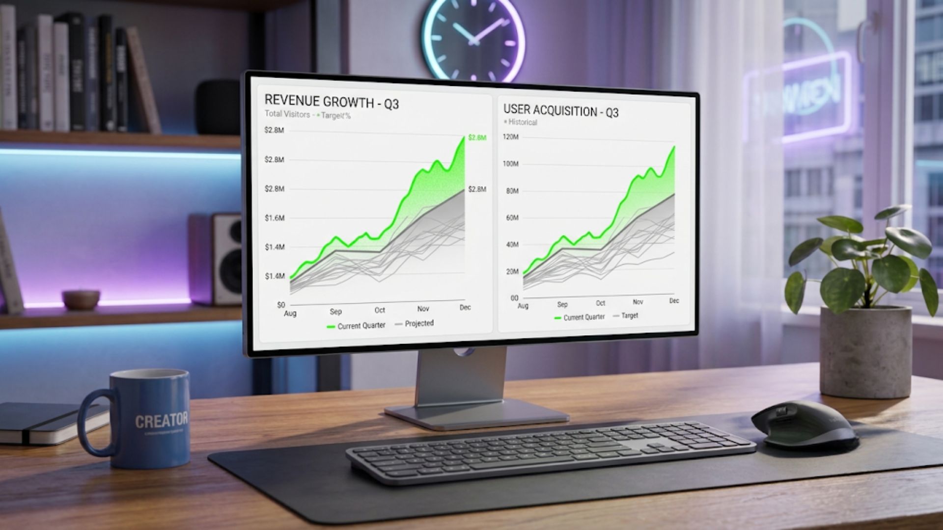 A laptop screen showing how to check competitor blog traffic metrics and top performing posts.