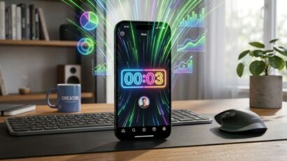 A glowing timer depicting the instagram reel initial velocity algorithm and retention rules on a smartphone.