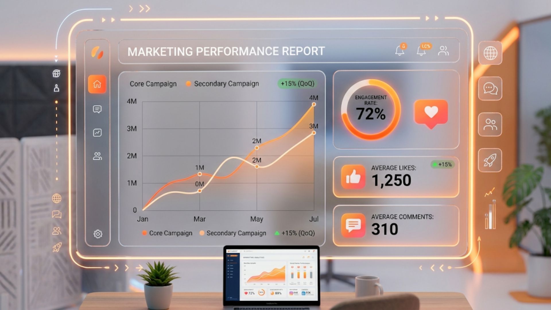 Dynamic chart created by the Instagram Engagement Rate Calculator tracking recent post metrics