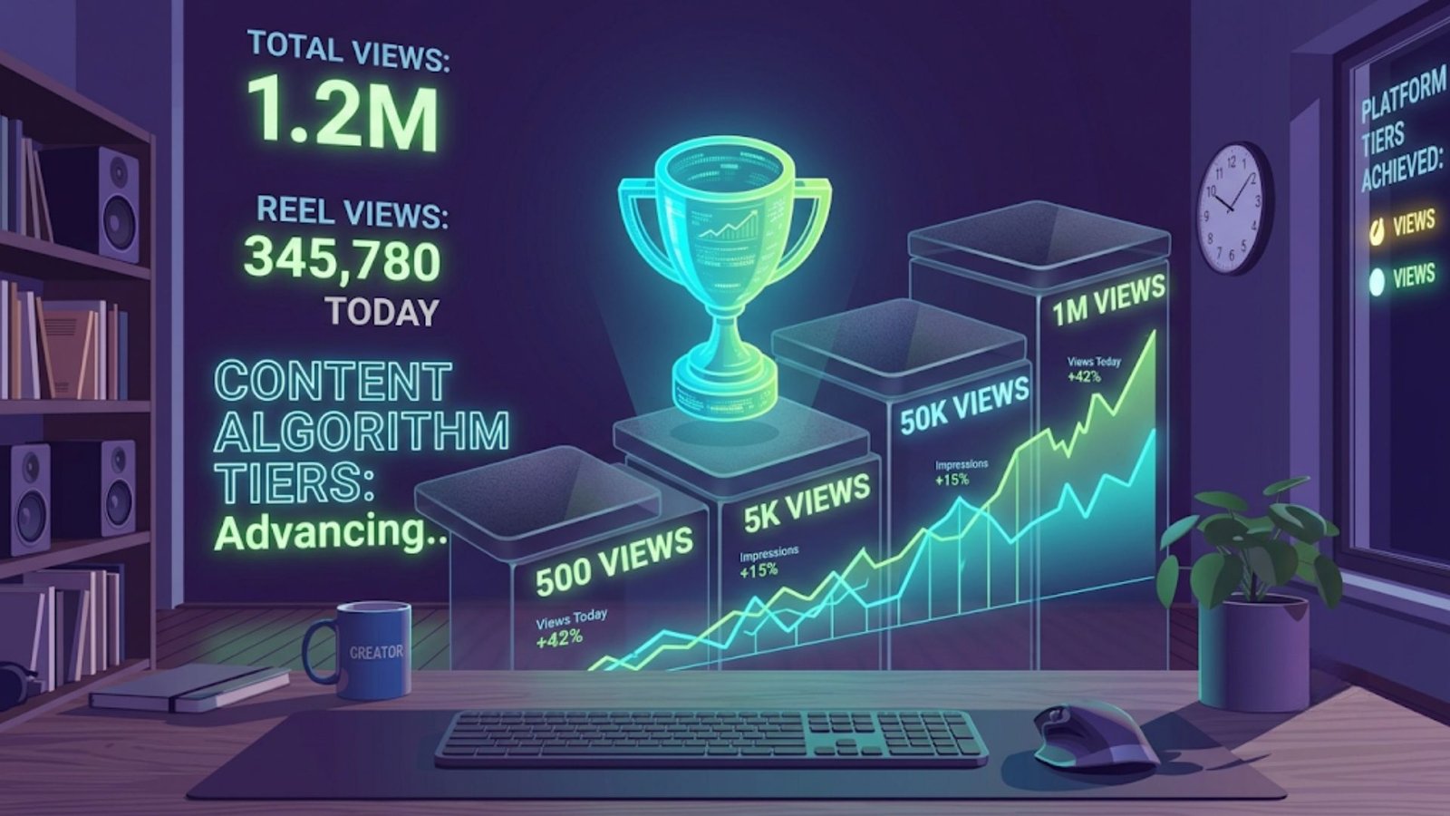 An isometric vector illustration displaying top real time blog view tracking software and analytics tools.